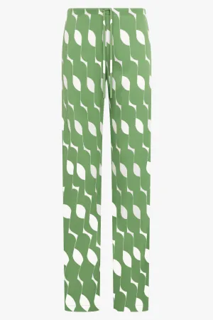 Pattered Drawstring Pant | Green