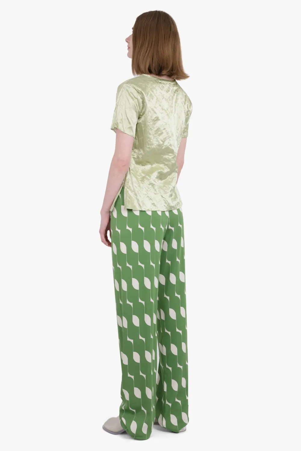 Pattered Drawstring Pant | Green