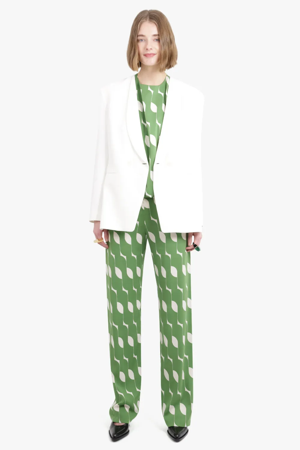 Pattered Drawstring Pant | Green