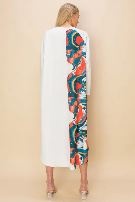 Pattern Pocket Ring Detail Dress