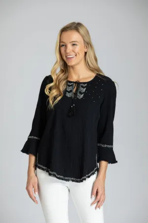 Pic-Stitch Top With Beaded Chevron Detail