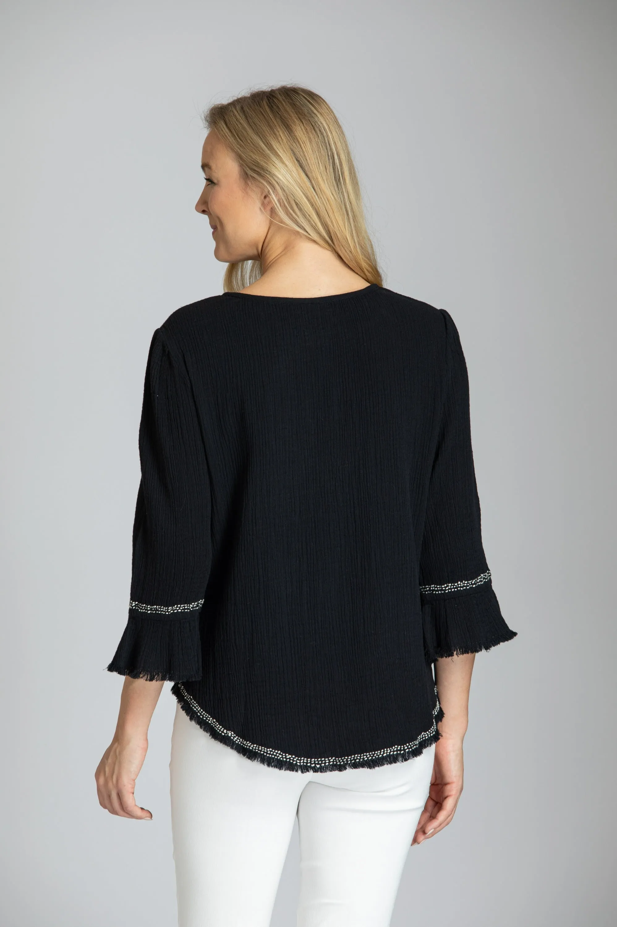 Pic-Stitch Top With Beaded Chevron Detail