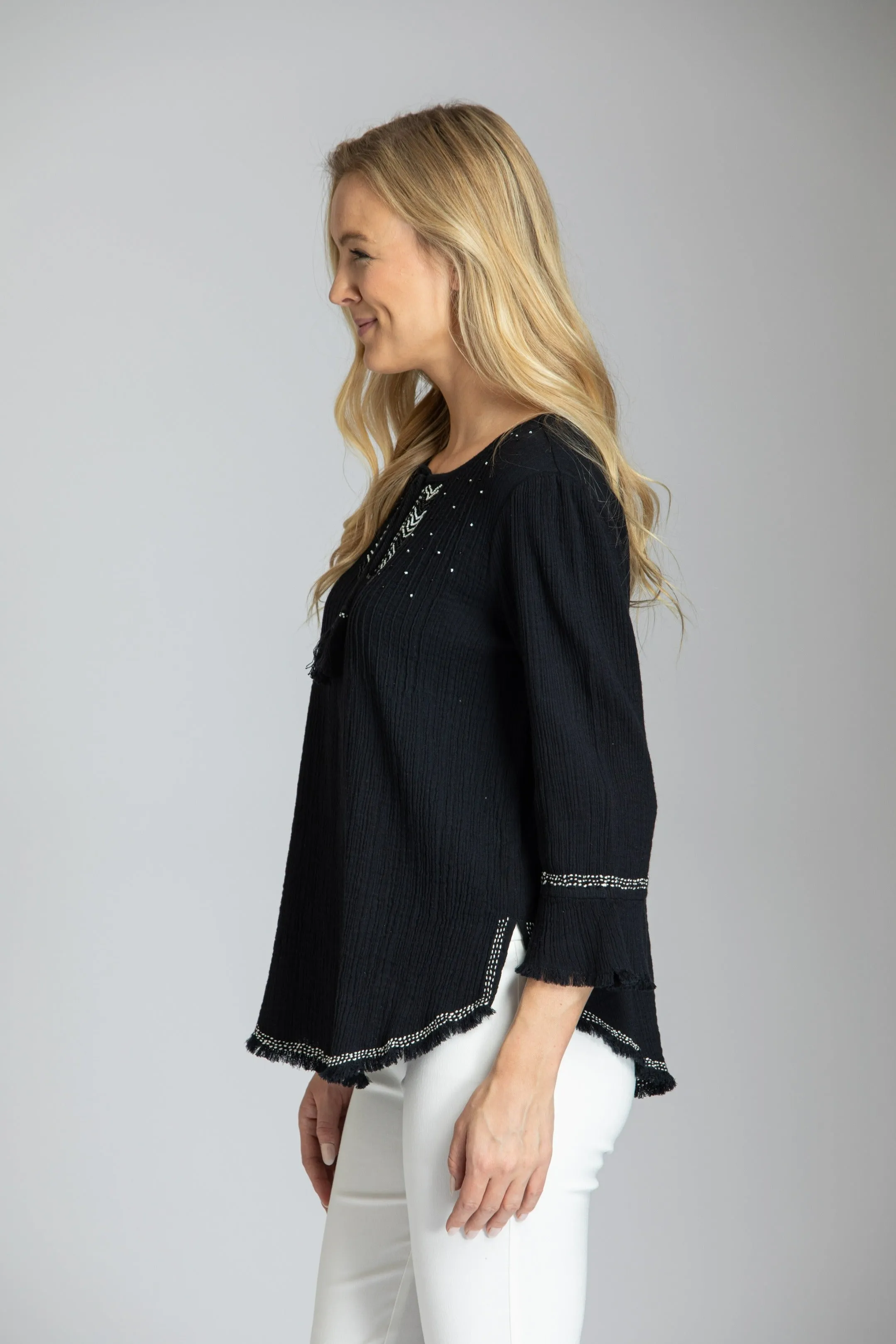 Pic-Stitch Top With Beaded Chevron Detail