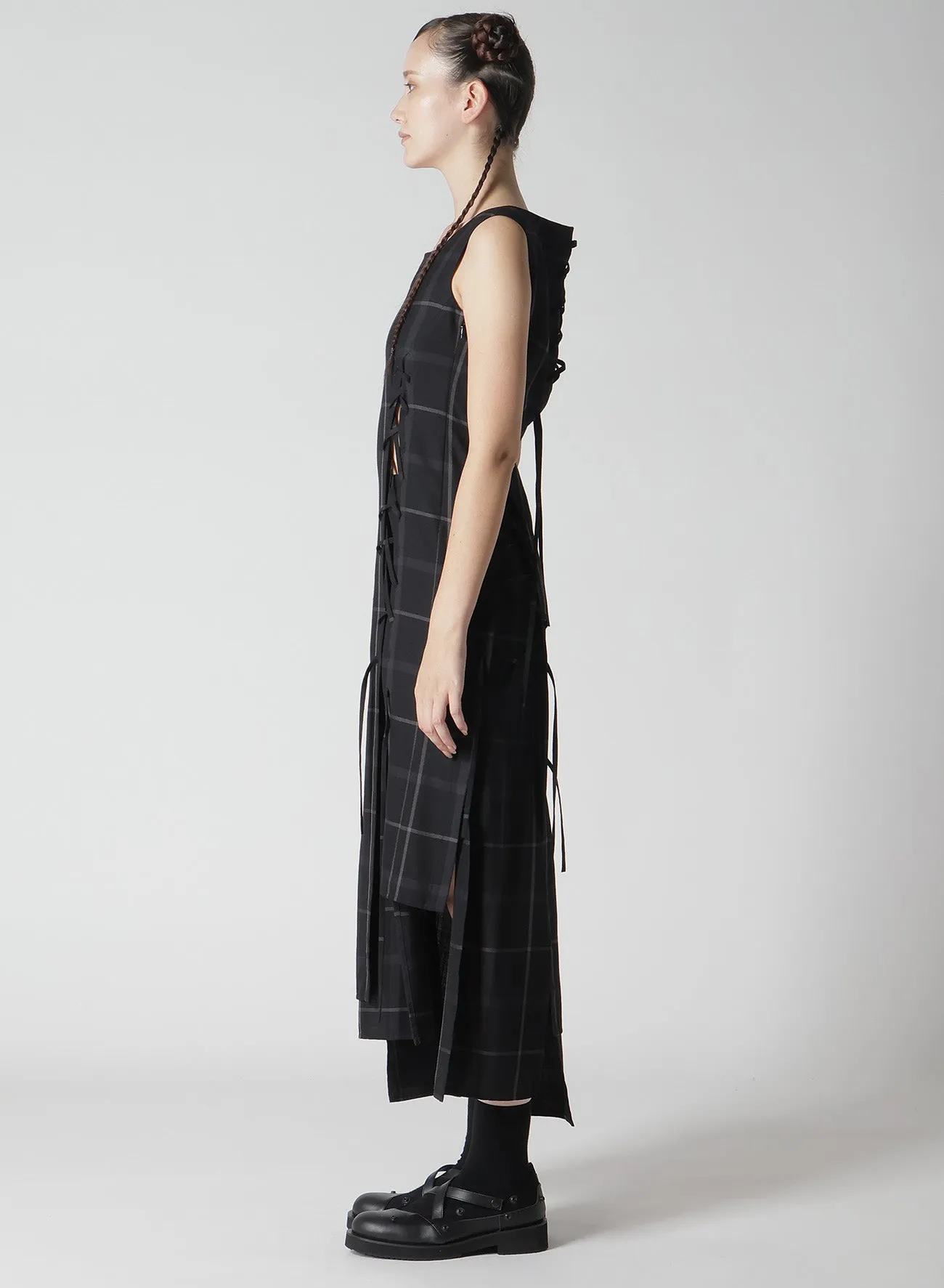PLAID LACE-UP DRESS