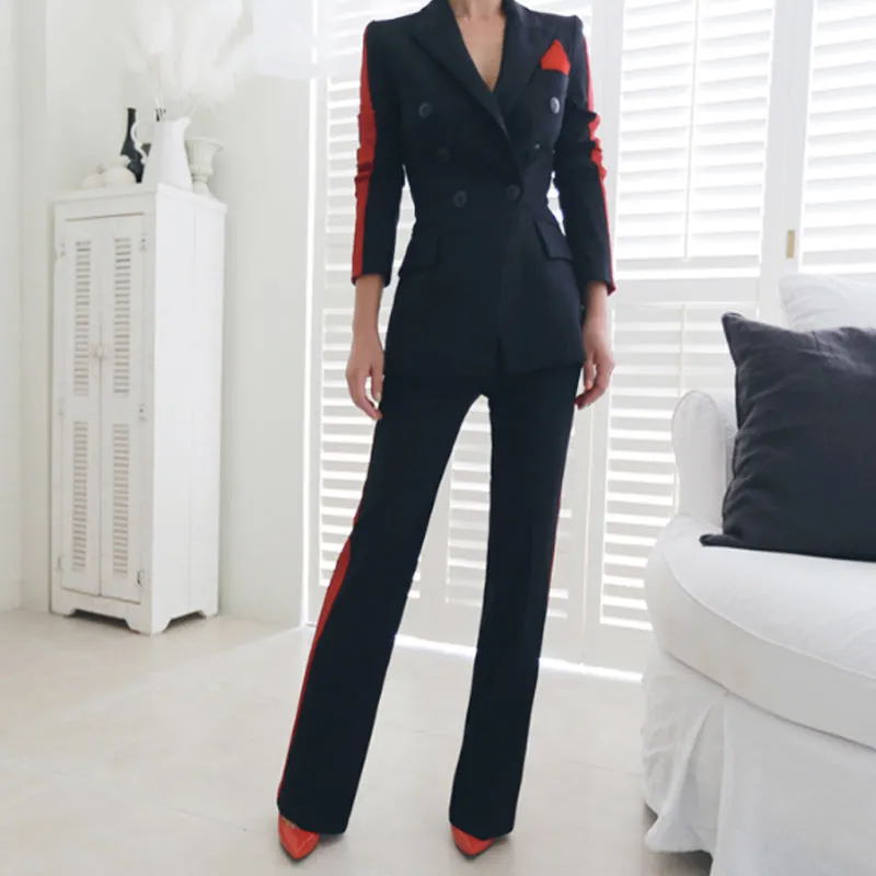 Professional Red Race Stripe Double Breasted Suit