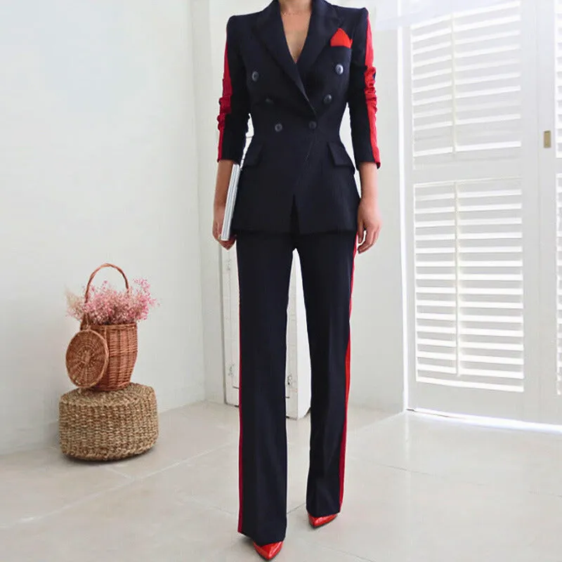 Professional Red Race Stripe Double Breasted Suit
