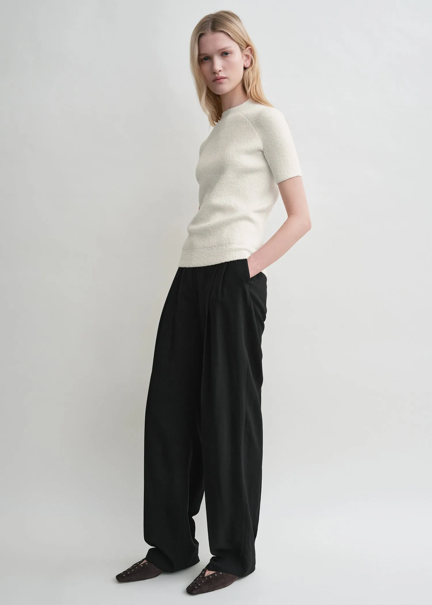 Raglan-sleeve terry knit white