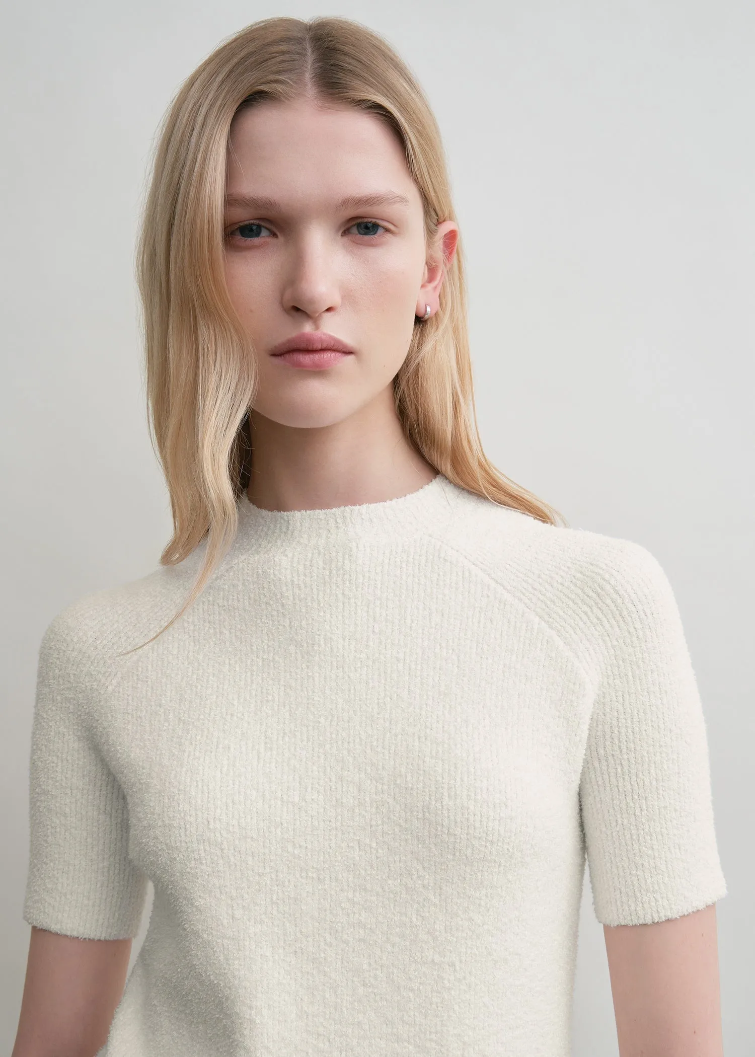Raglan-sleeve terry knit white