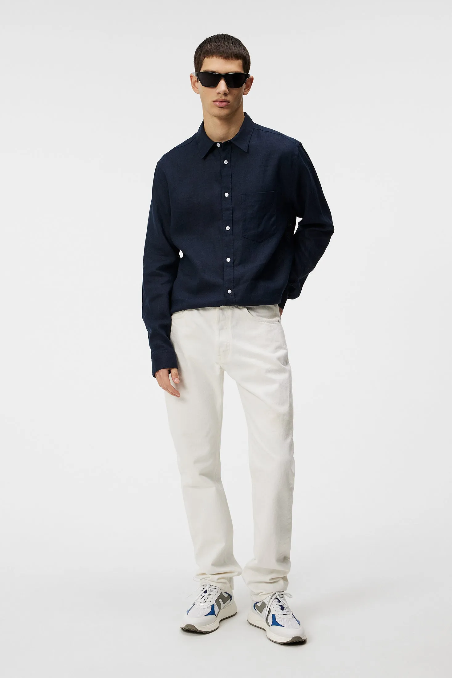 Reg LS Clean Linen Shirt / JL Navy