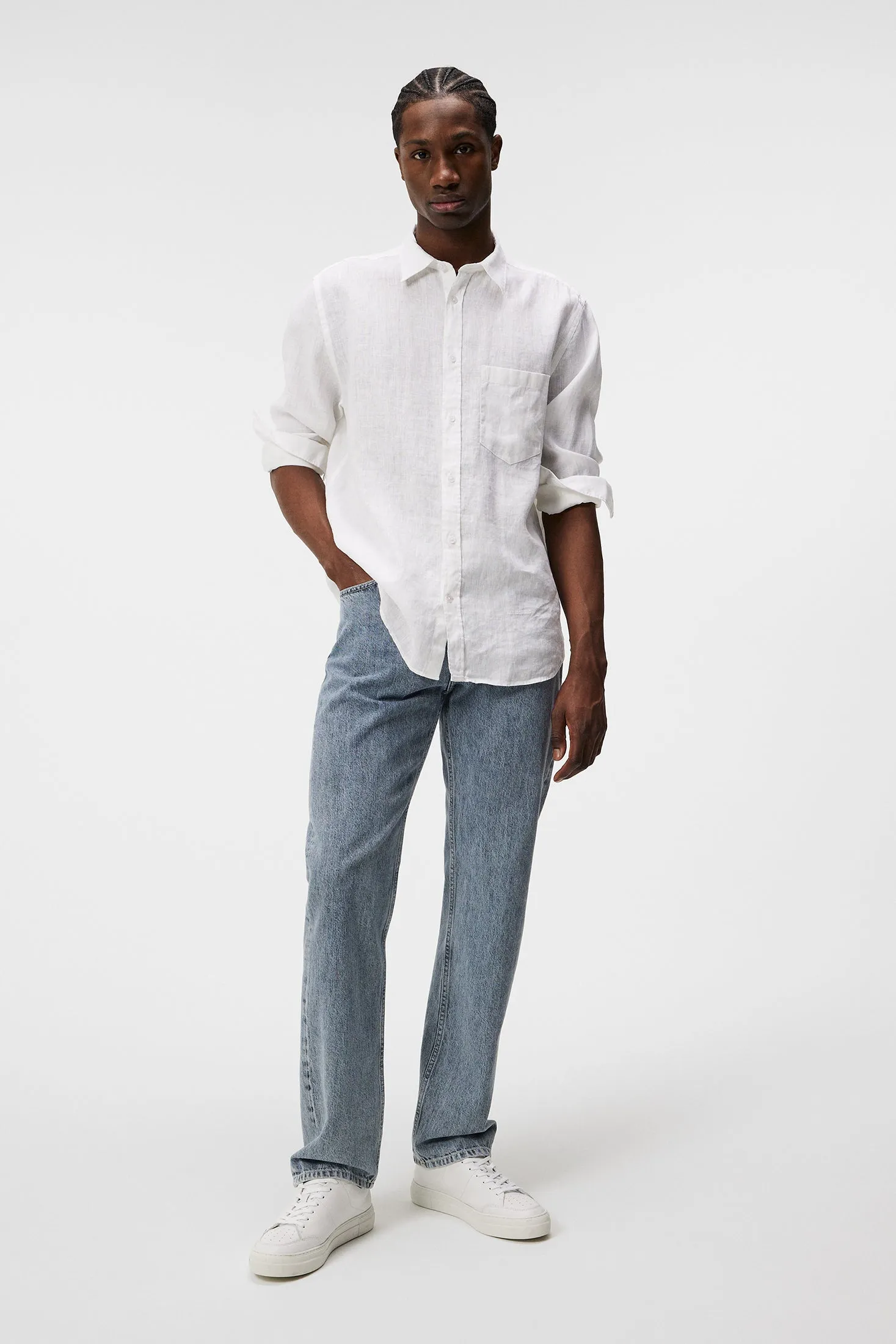 Reg LS Clean Linen Shirt / White