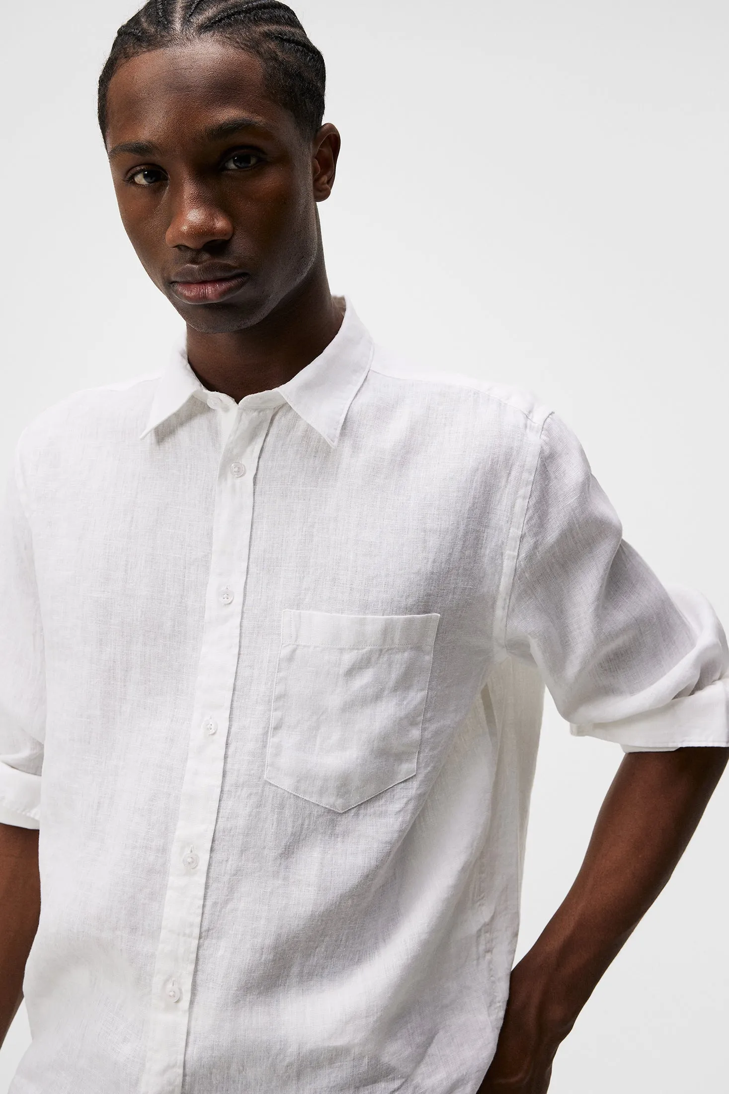 Reg LS Clean Linen Shirt / White