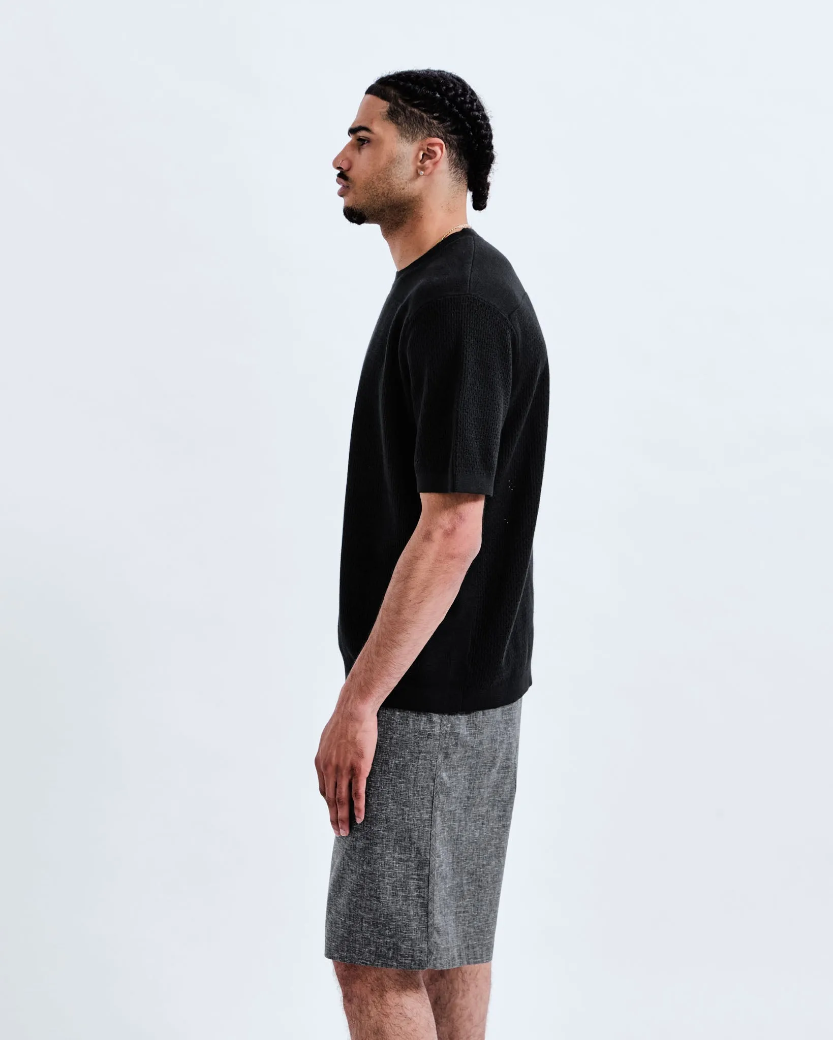 REIGNING CHAMP COTTON LINEN YARD SHIRT - BLACK