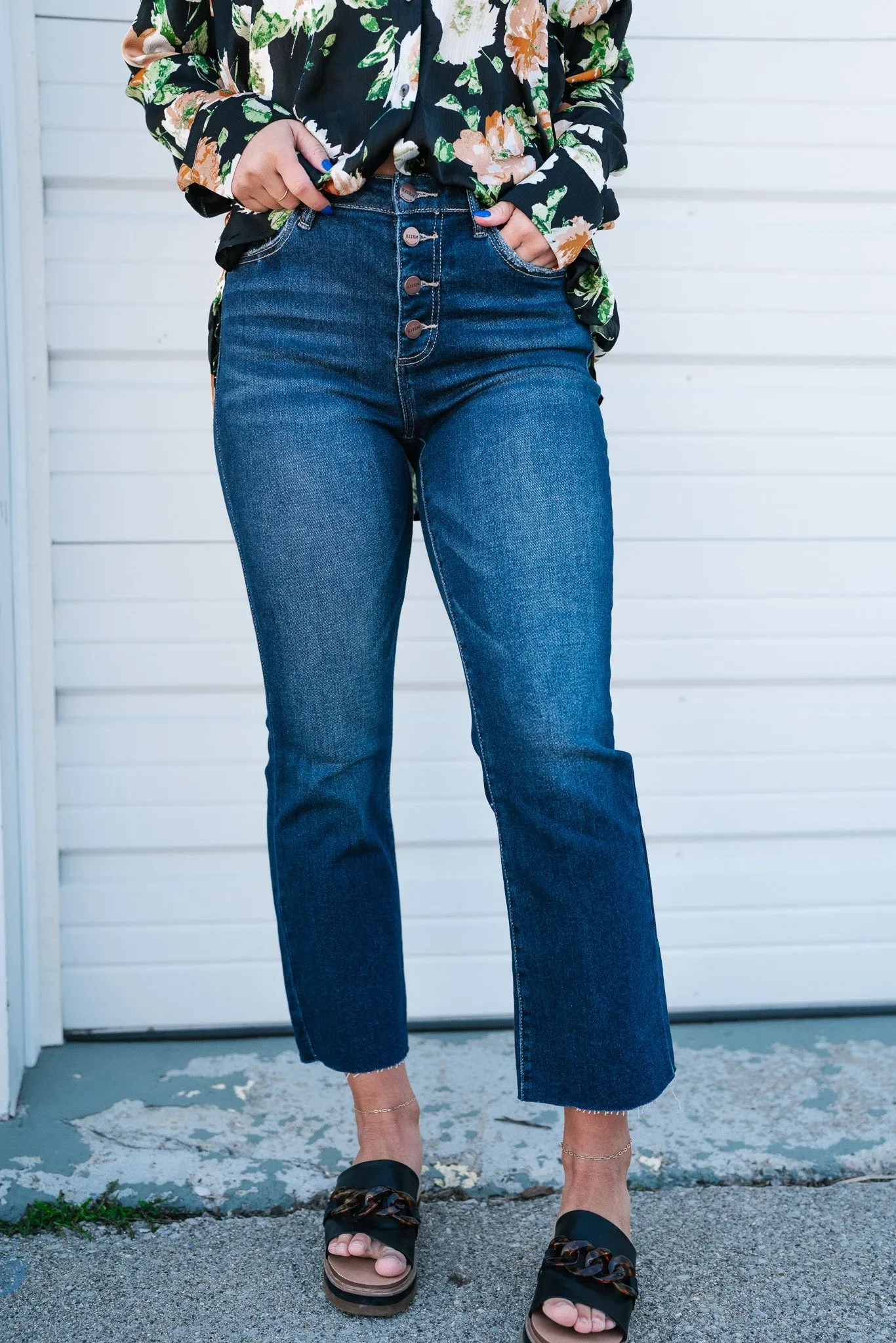 Risen Goldie High Rise Flare Button Down Jean