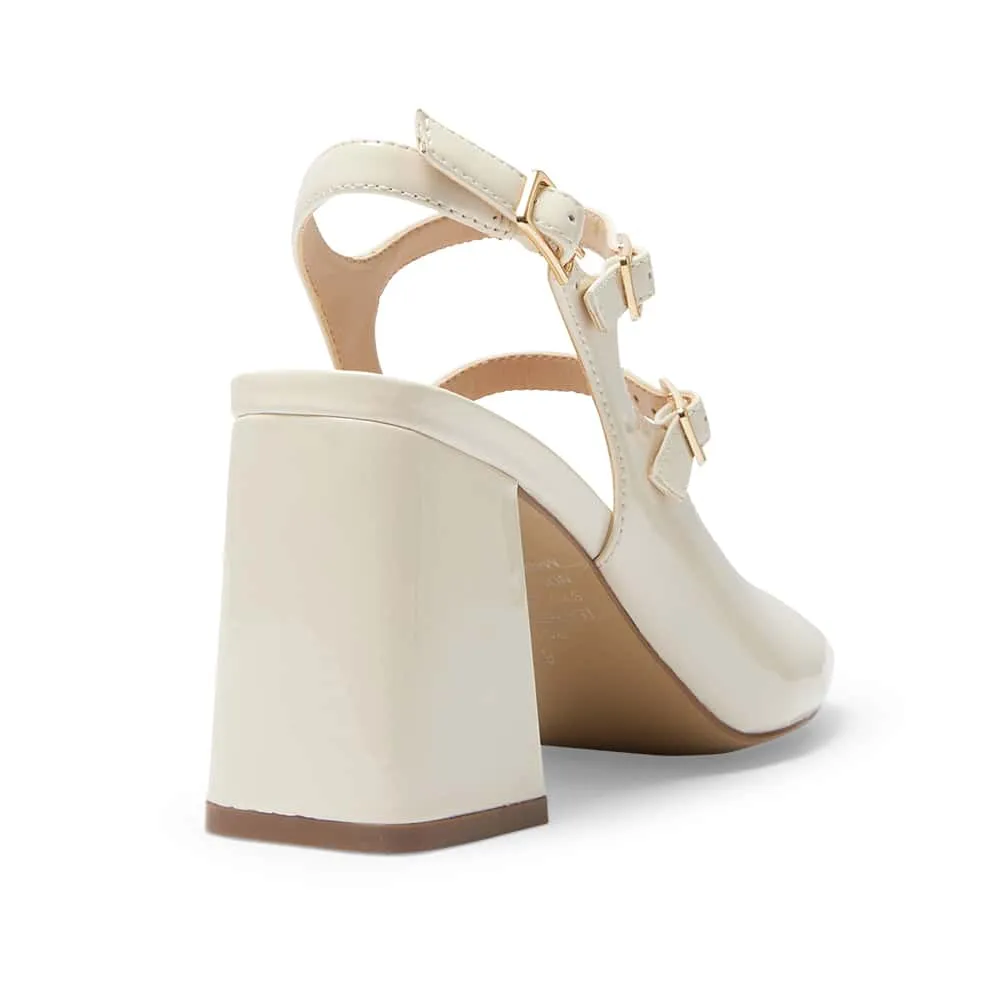 Roslyn Heel in Bone Patent