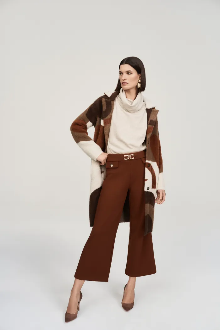 Scuba Crepe Wide-Leg Pull-On Cropped Pants