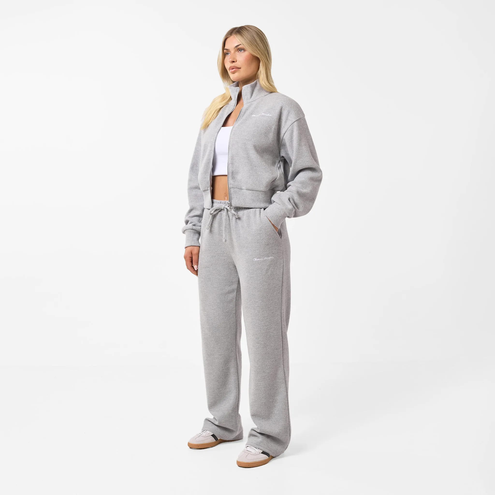 Soft Knit Bomber Tracksuit | Grey Marl