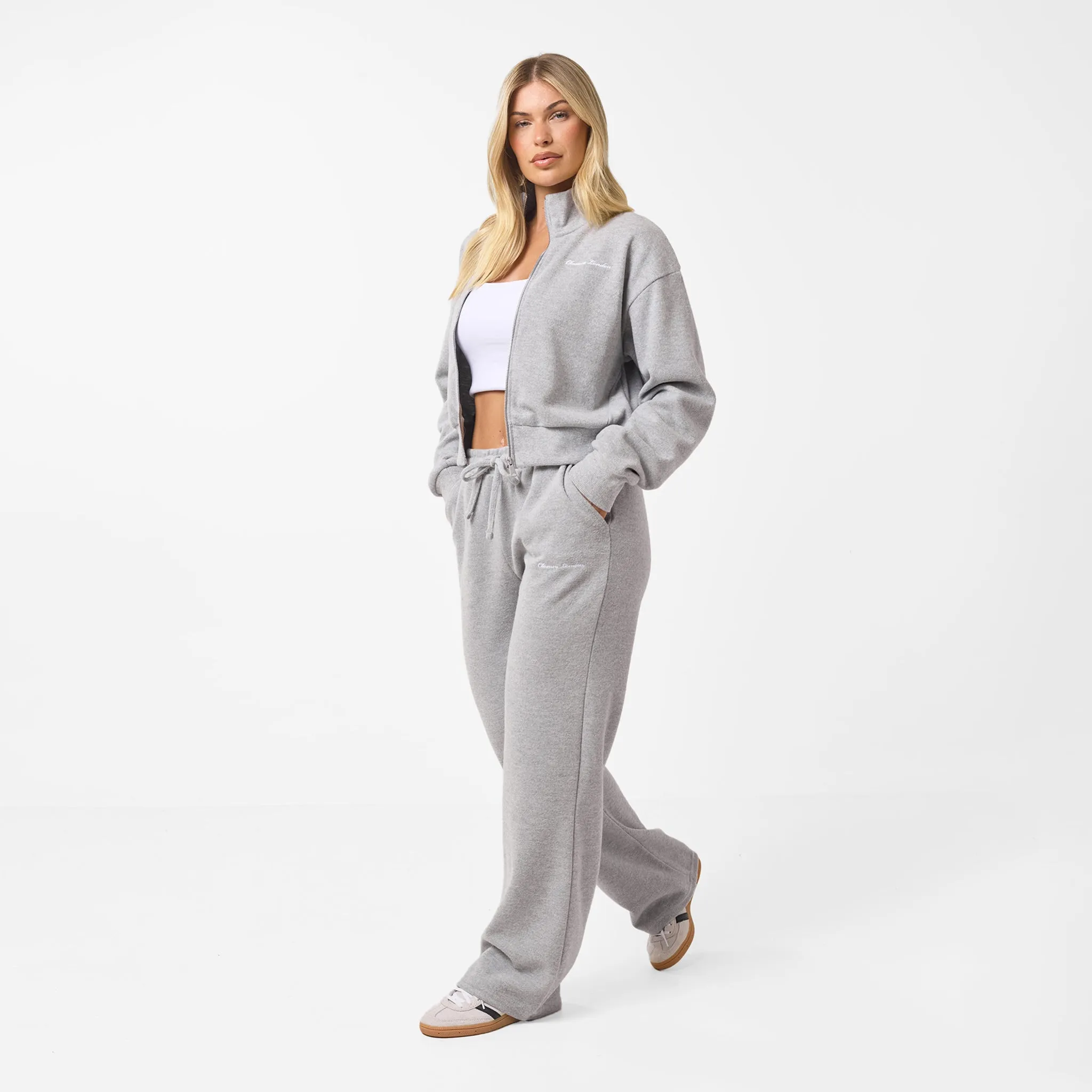 Soft Knit Bomber Tracksuit | Grey Marl