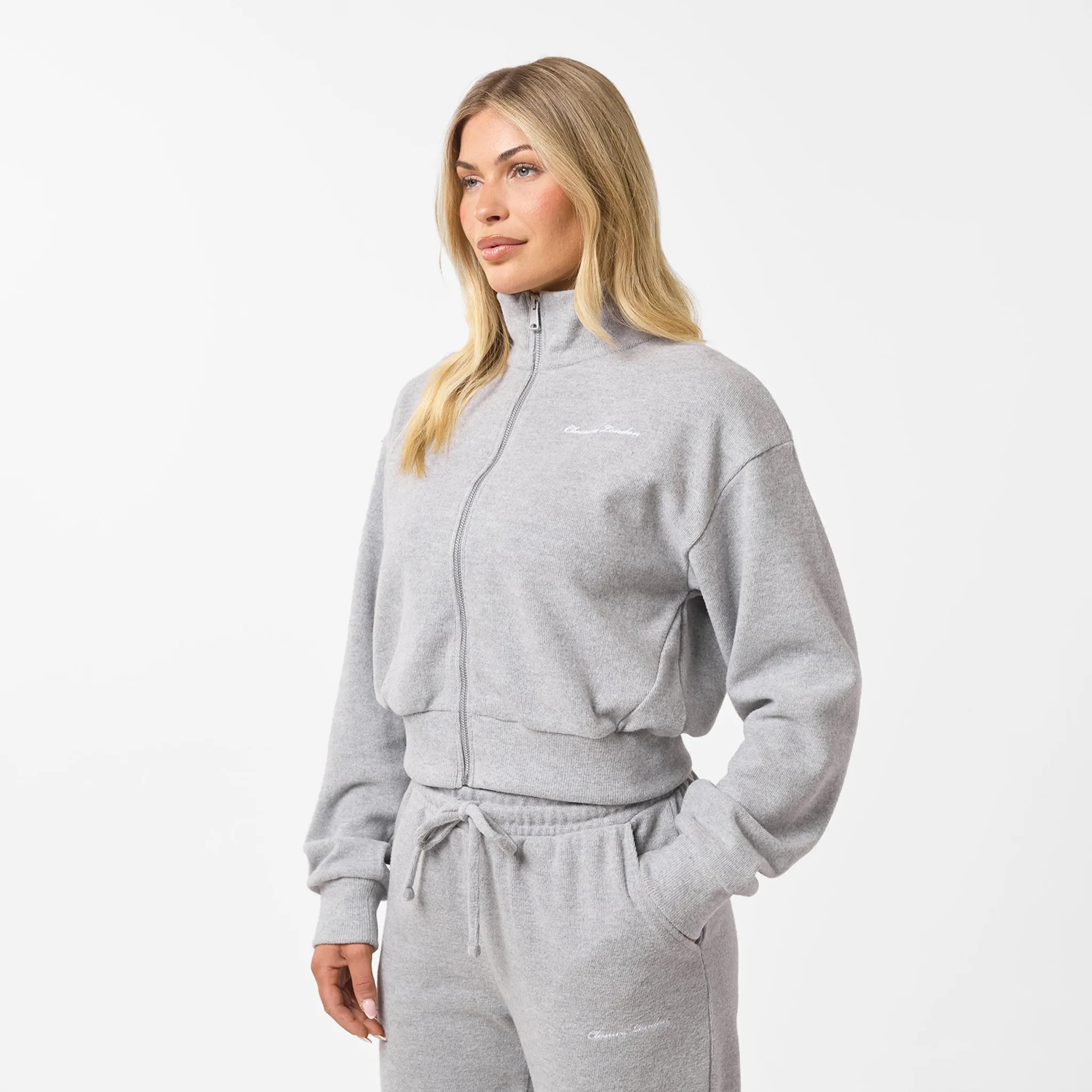 Soft Knit Bomber Tracksuit | Grey Marl