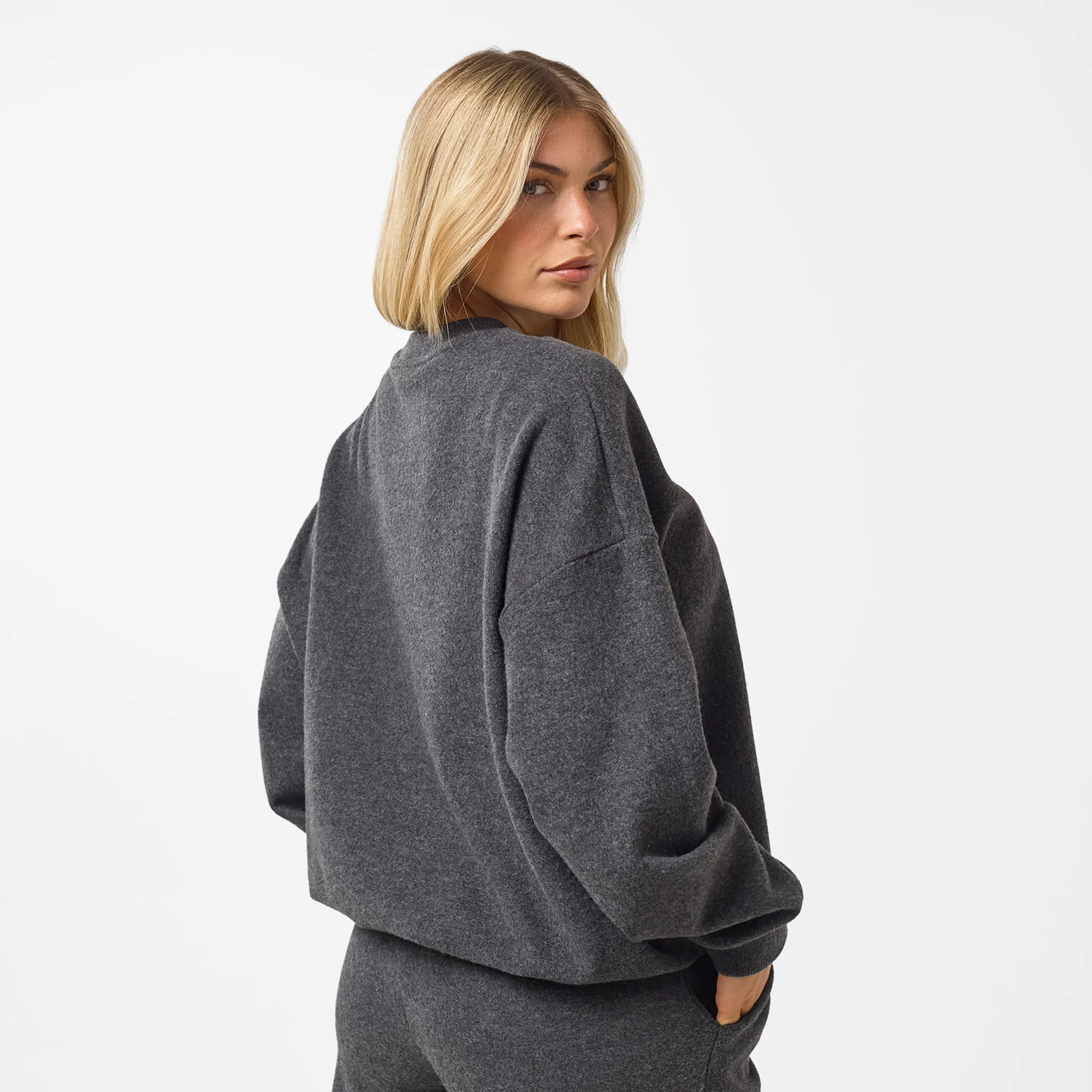 Soft Knit Crewneck Tracksuit | Charcoal