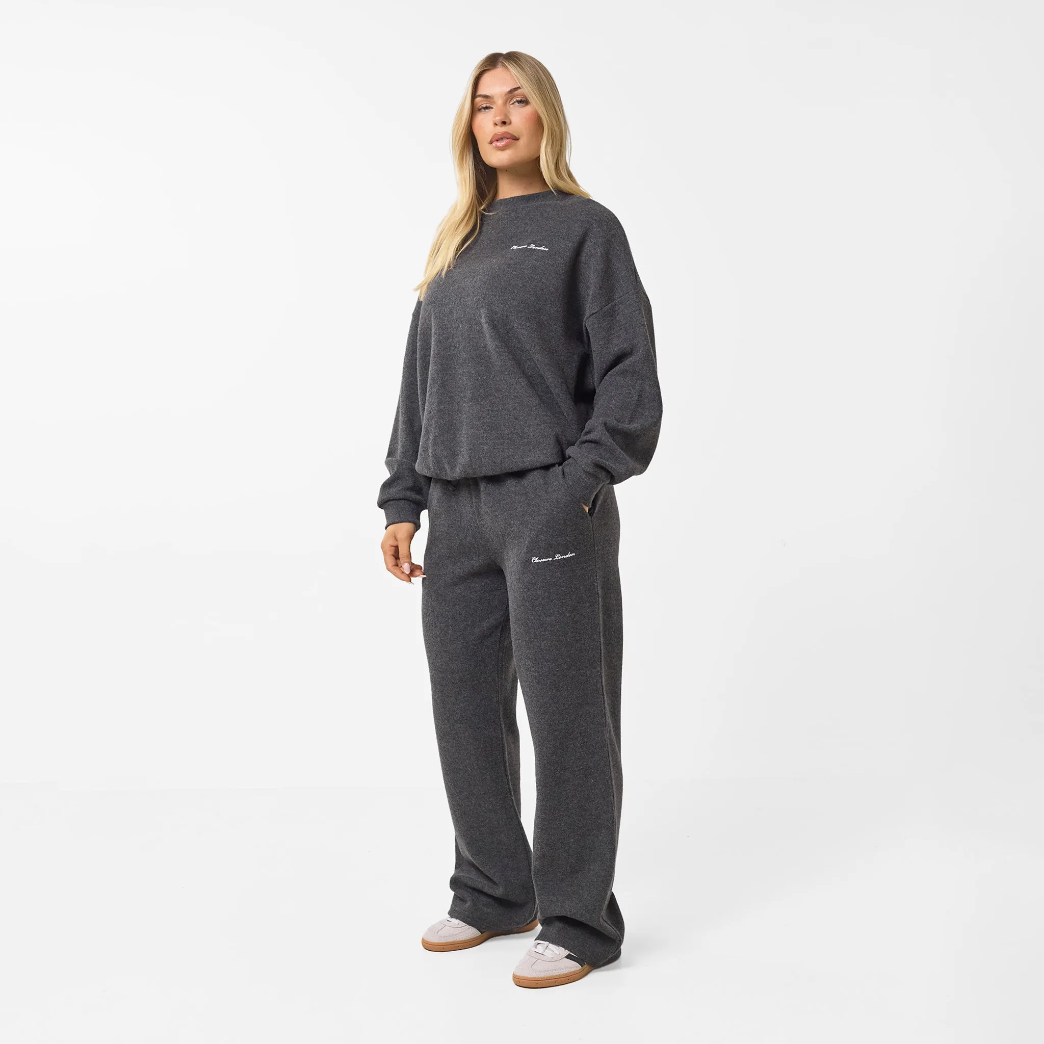 Soft Knit Crewneck Tracksuit | Charcoal