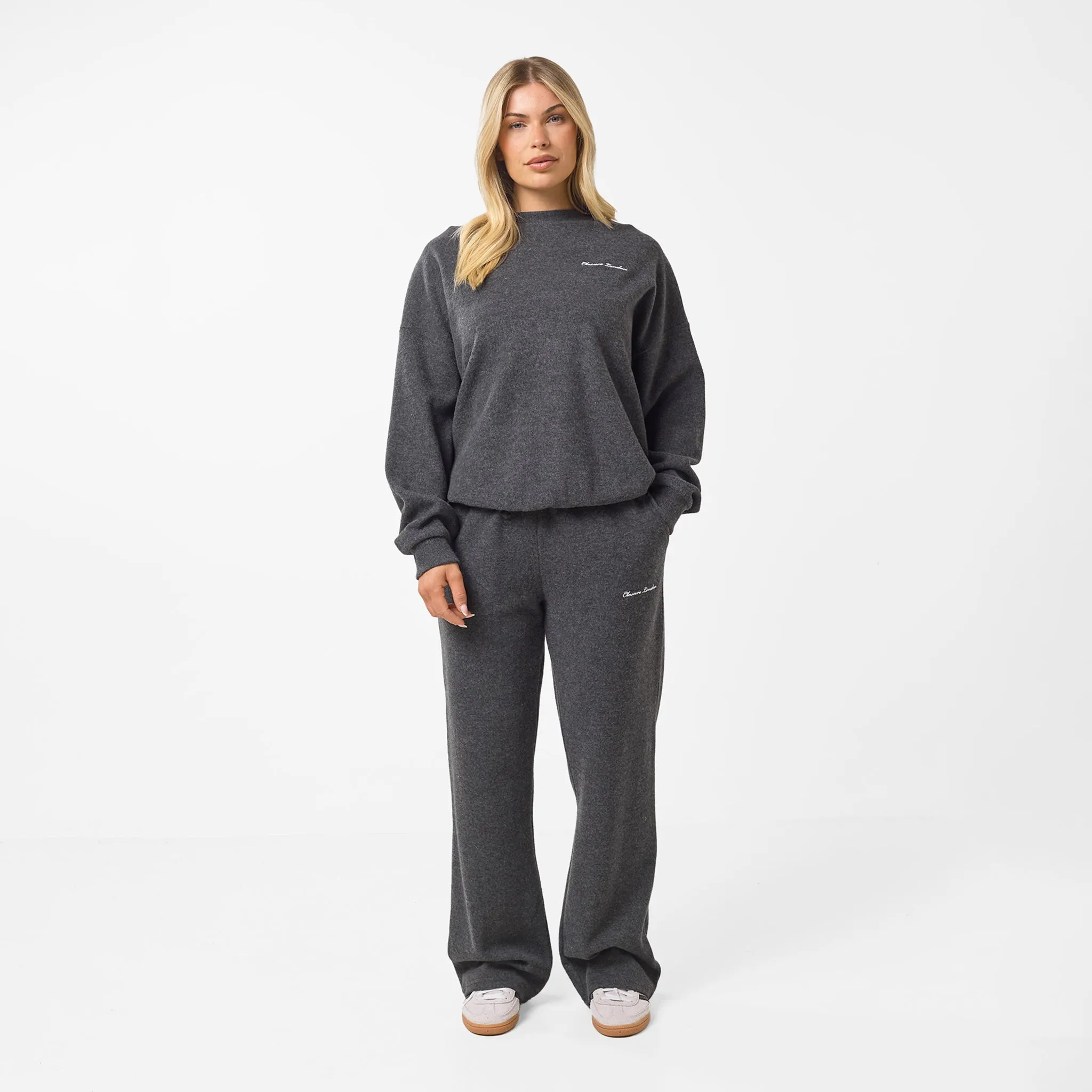 Soft Knit Crewneck Tracksuit | Charcoal