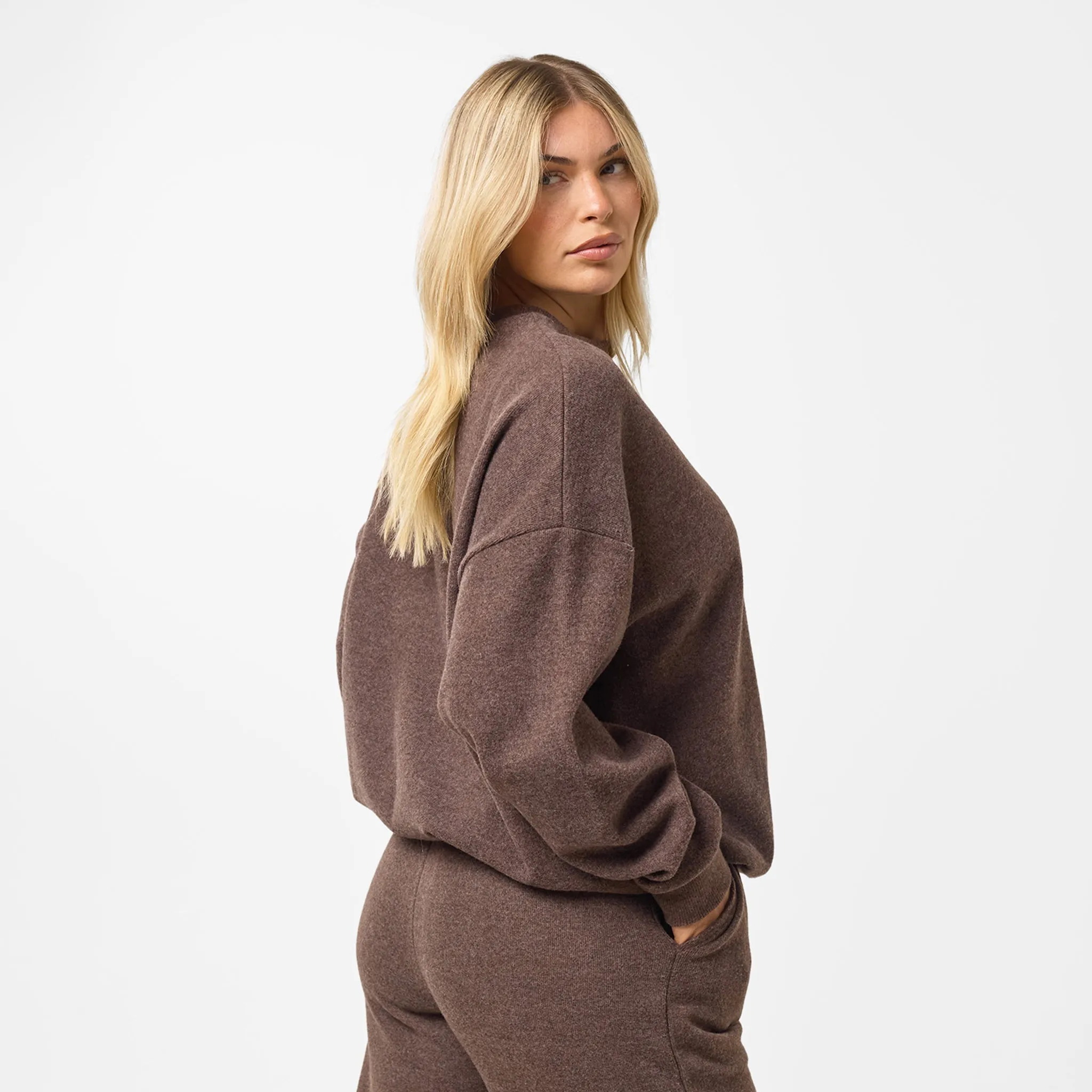 Soft Knit Crewneck Tracksuit | Coffee