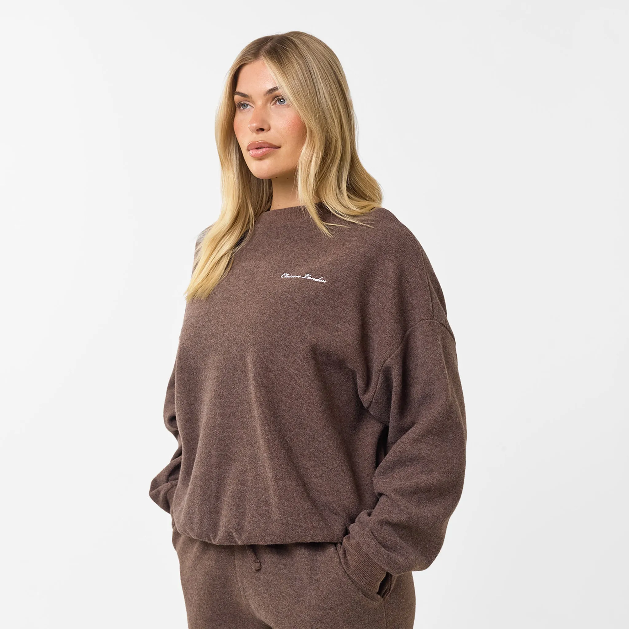 Soft Knit Crewneck Tracksuit | Coffee