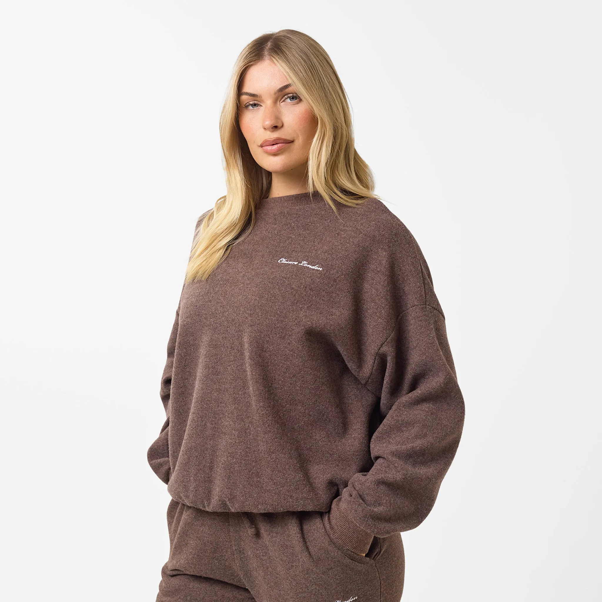 Soft Knit Crewneck Tracksuit | Coffee