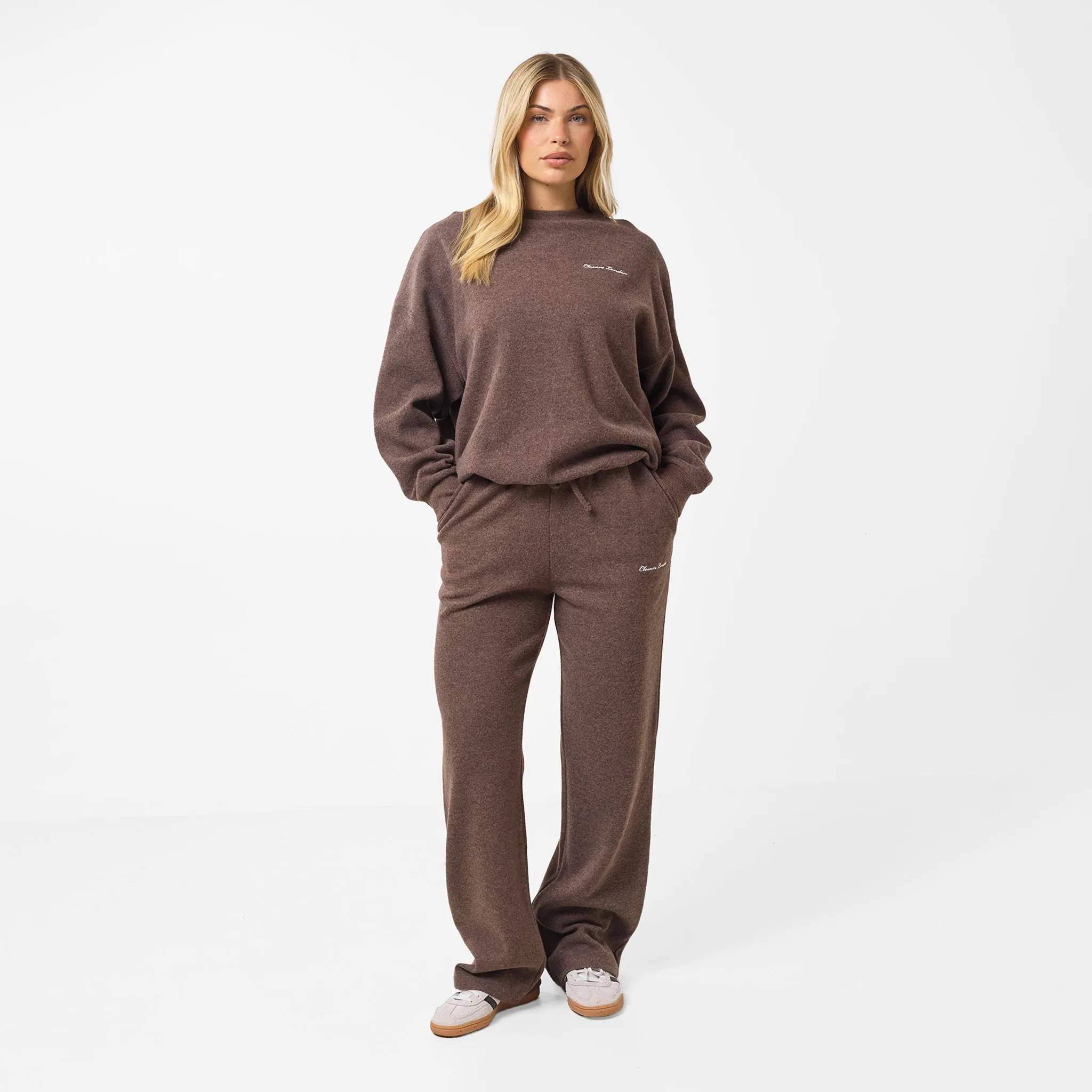 Soft Knit Crewneck Tracksuit | Coffee