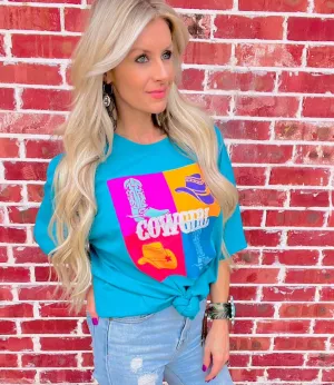 Teal Square Dancing Graphic Tee