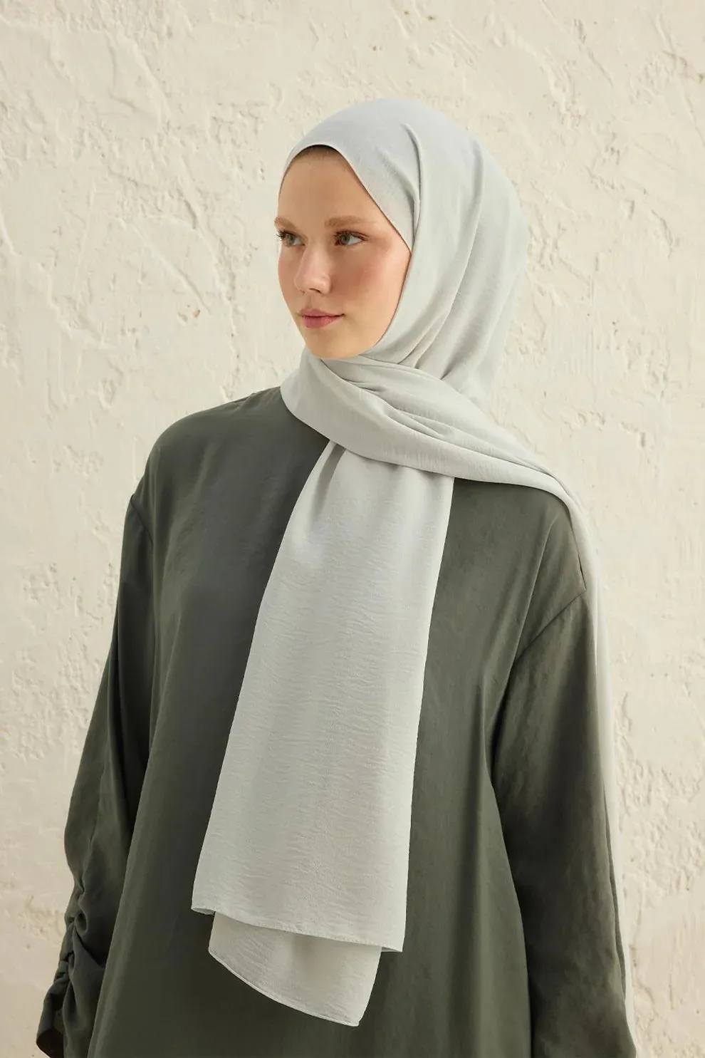 Textured Crepe Scarf Silver