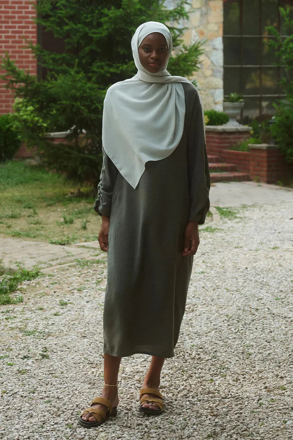 Textured Crepe Scarf Silver