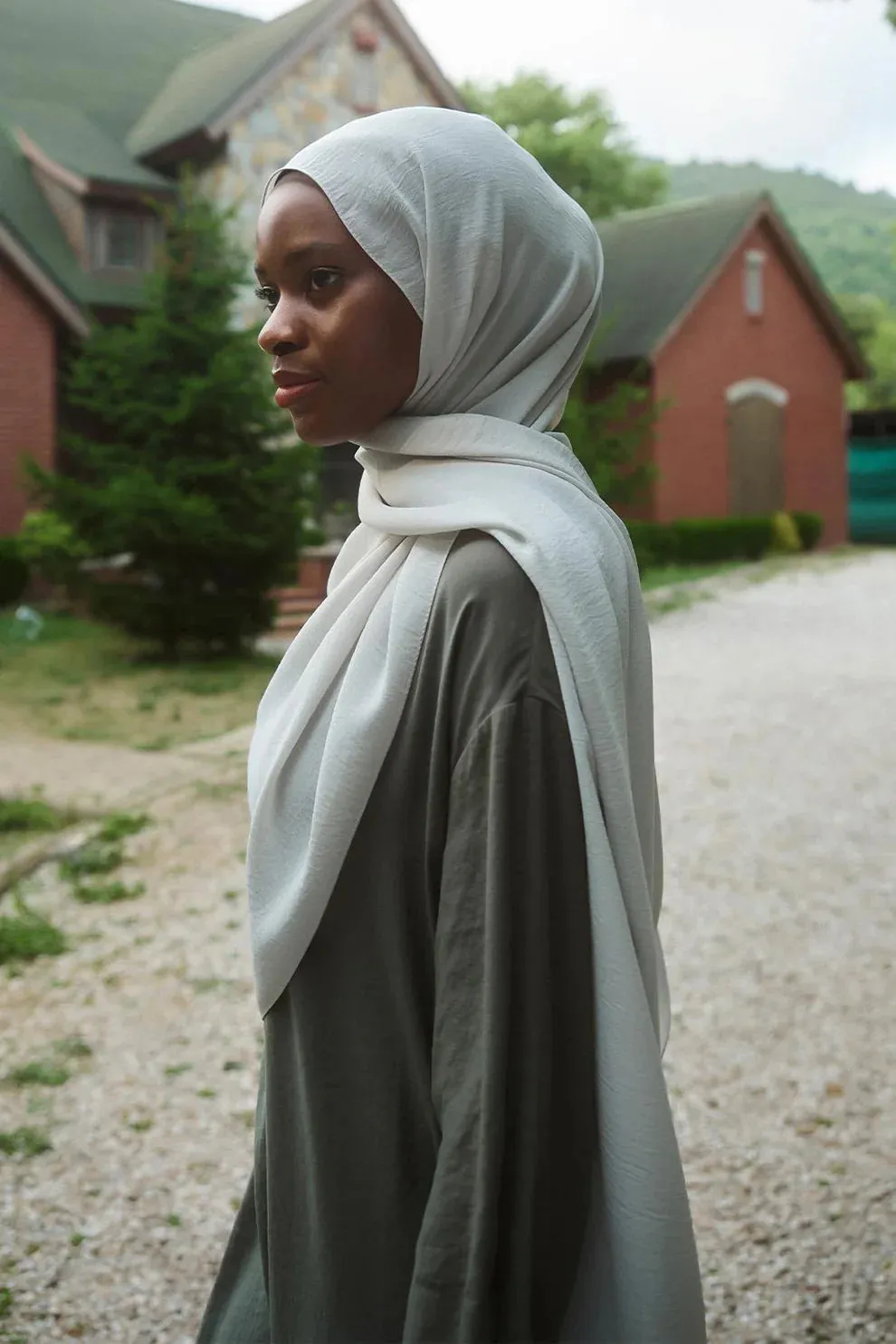 Textured Crepe Scarf Silver