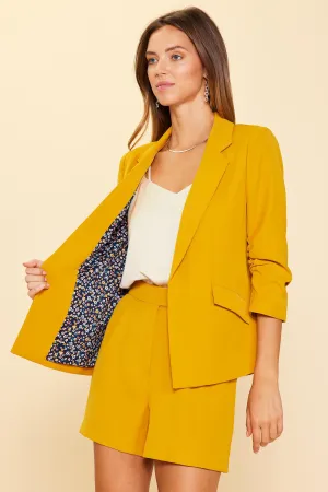 The Golden Shirred Sleeve Blazer