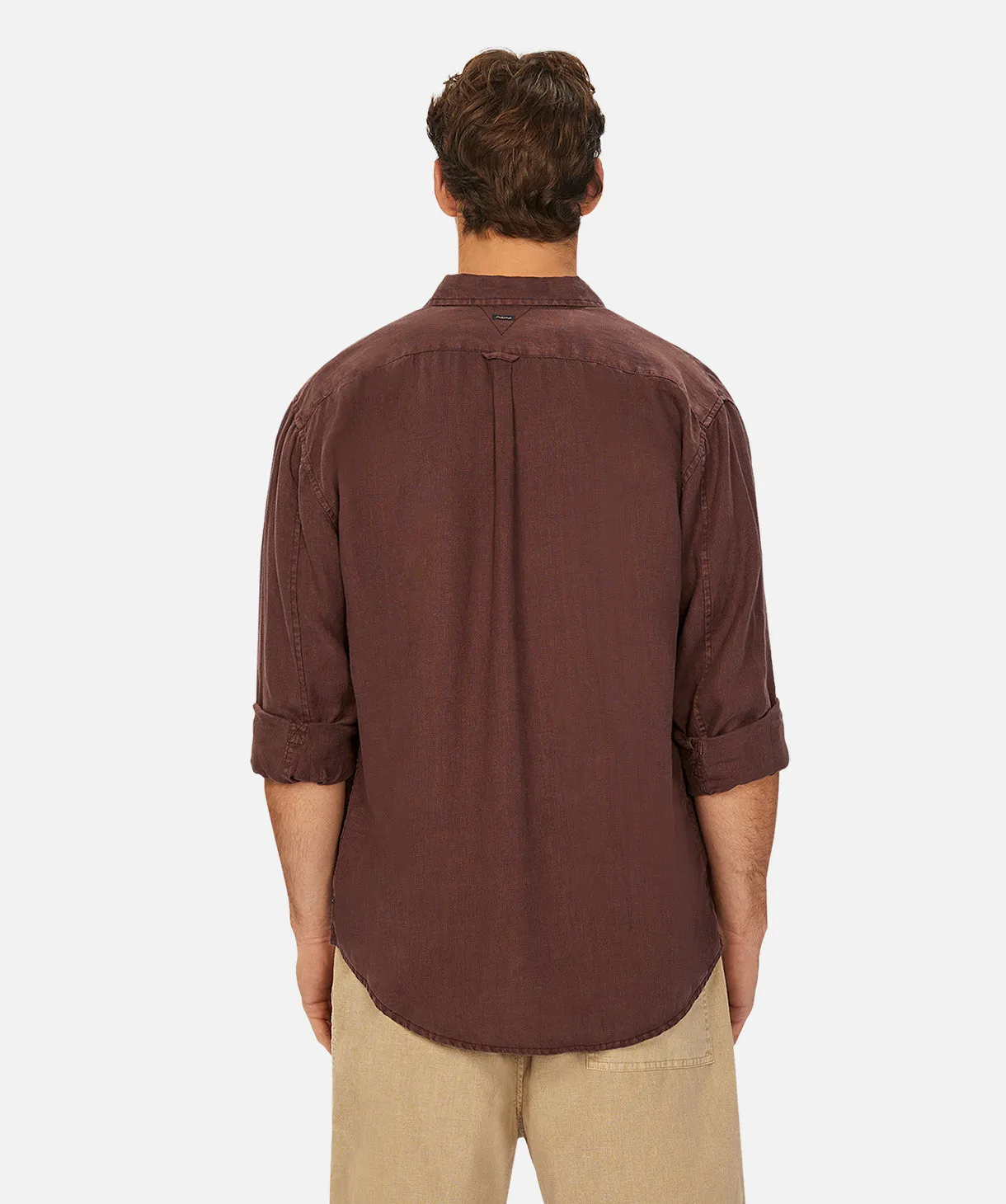 The Tennyson Linen L/s Shirt - Bordeaux