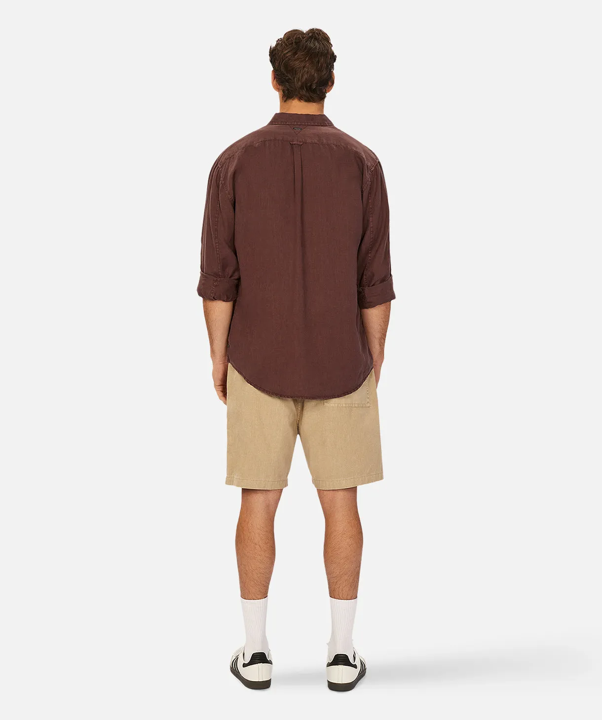 The Tennyson Linen L/s Shirt - Bordeaux