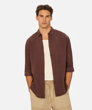 The Tennyson Linen L/s Shirt - Bordeaux