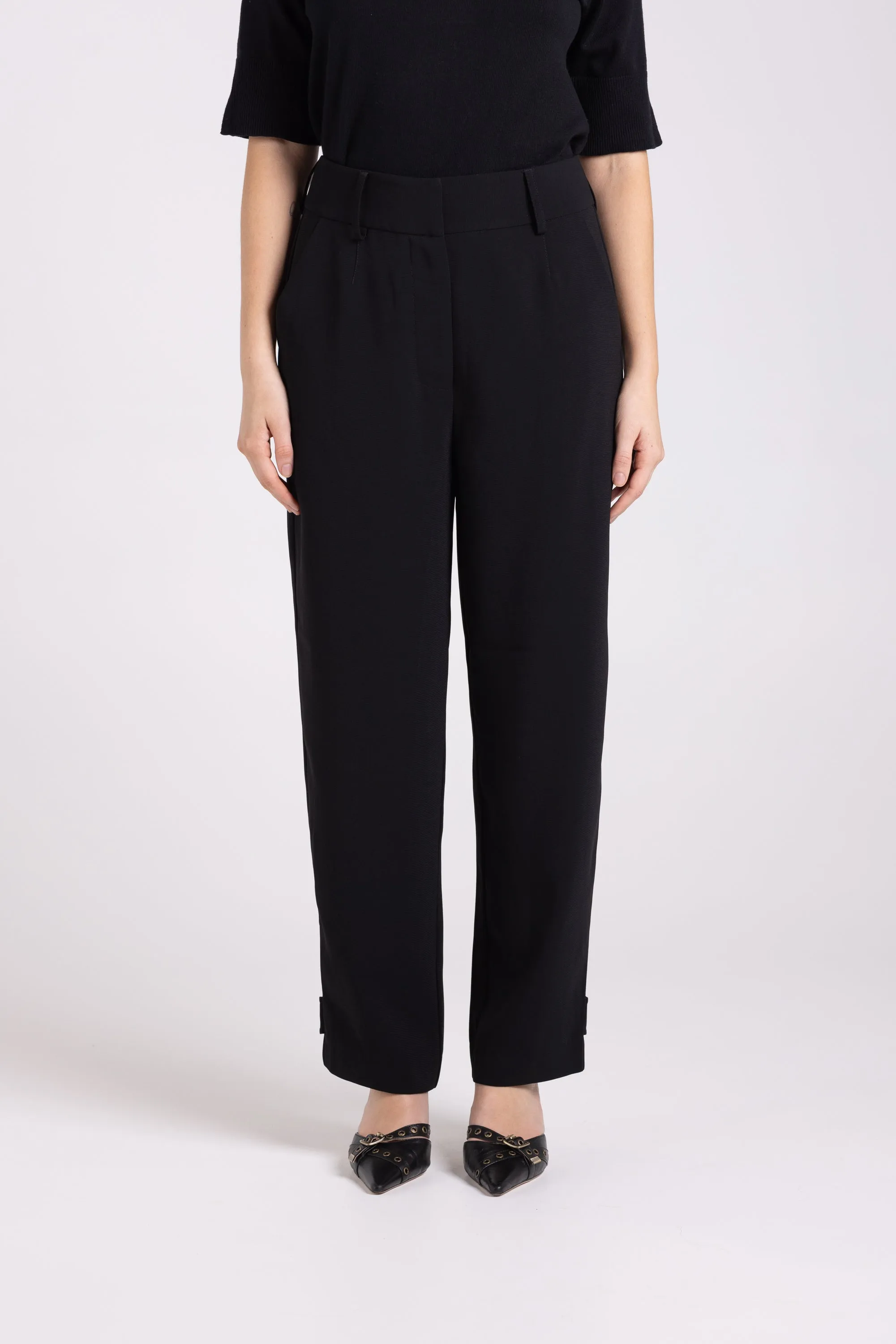 Two T's 7/8 Pants with Leg Tab - Black