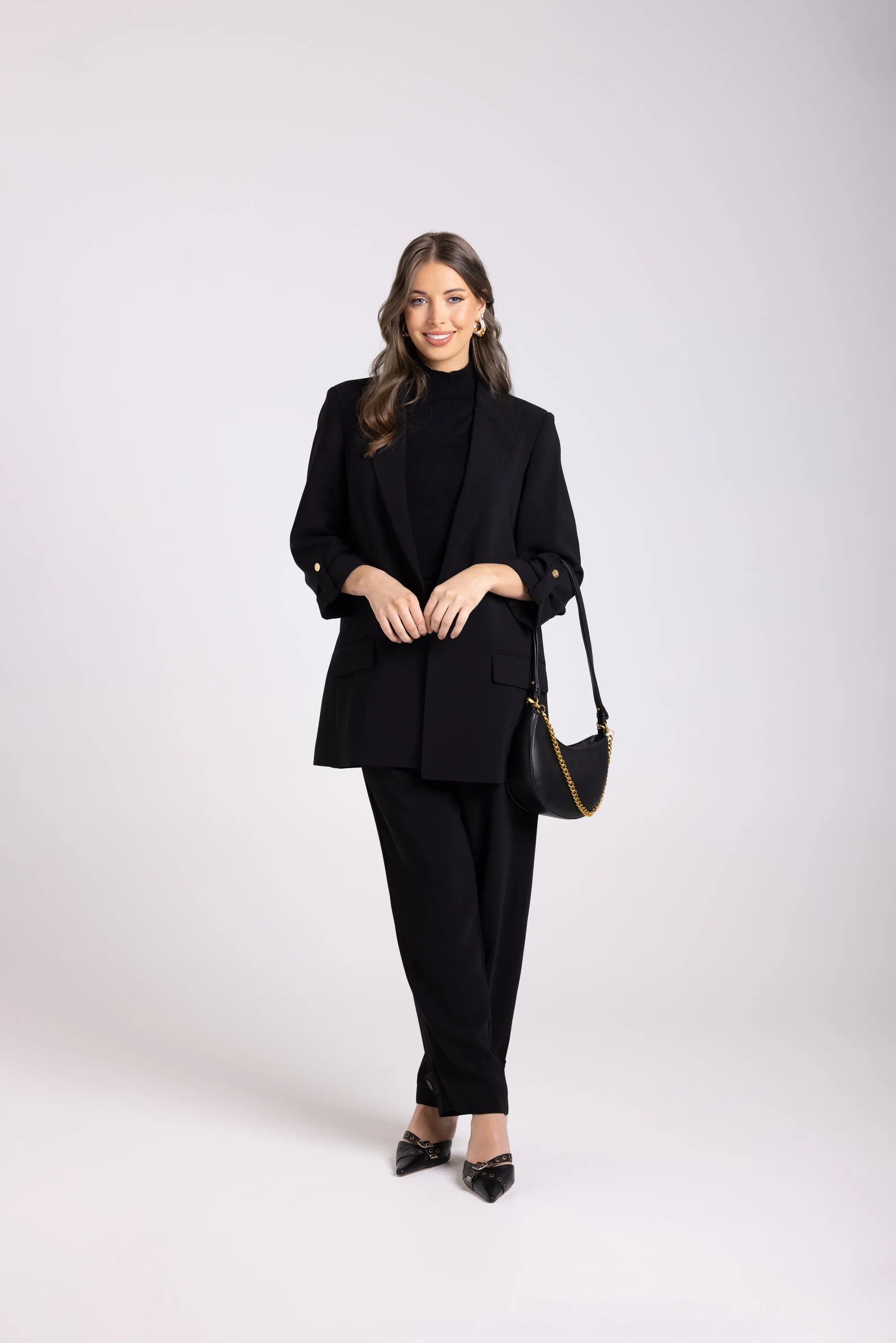 Two T's 7/8 Pants with Leg Tab - Black
