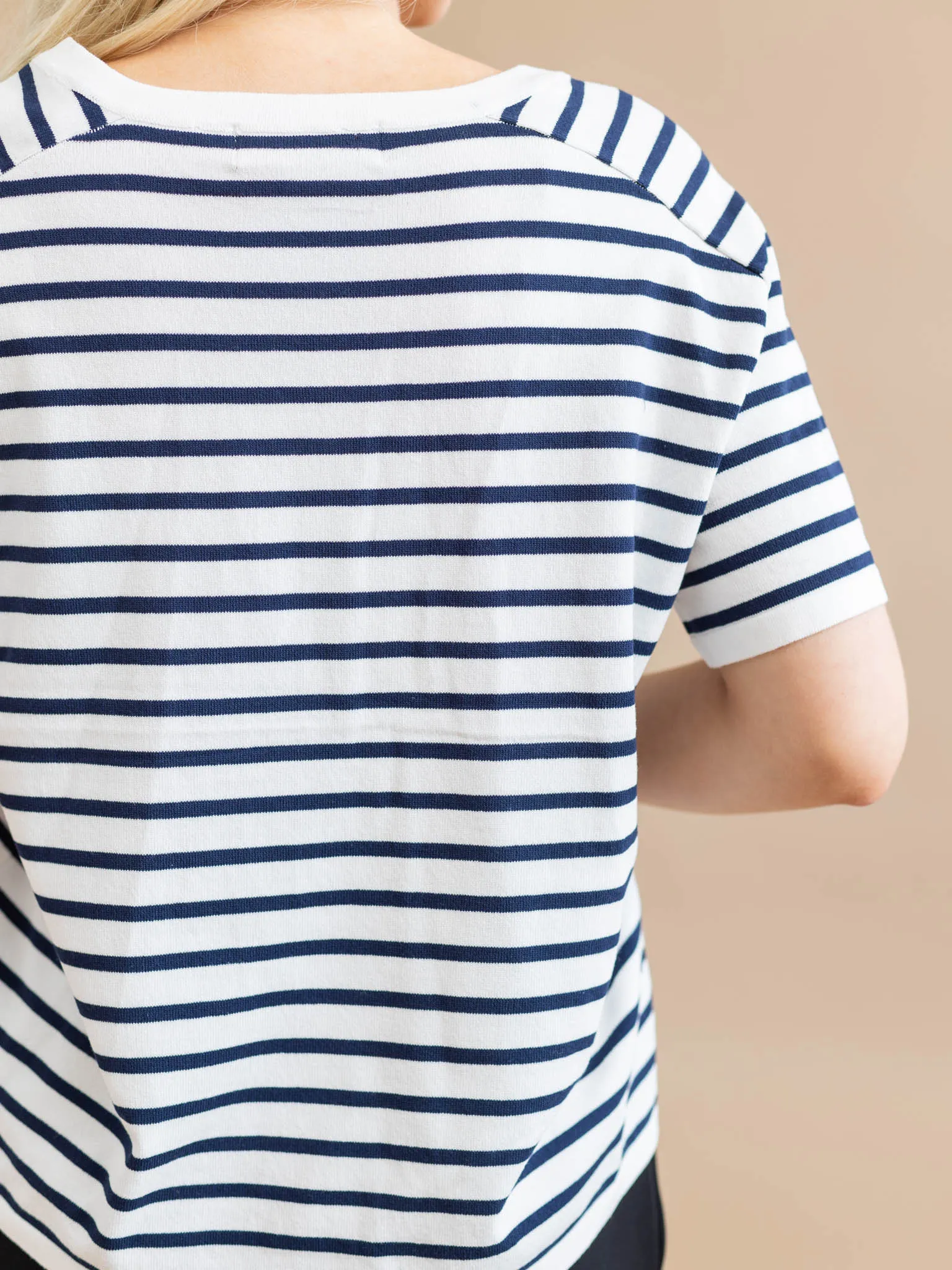 V-Neck Short Sleeve Striped Sweater
