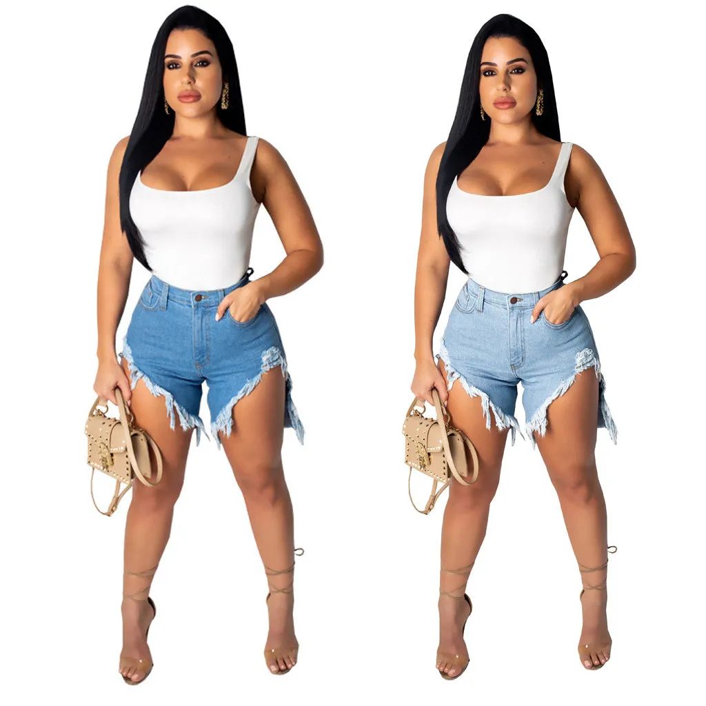 Versatile slim fitting denim stretch shorts（AY3012