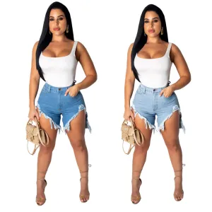 Versatile slim fitting denim stretch shorts（AY3012