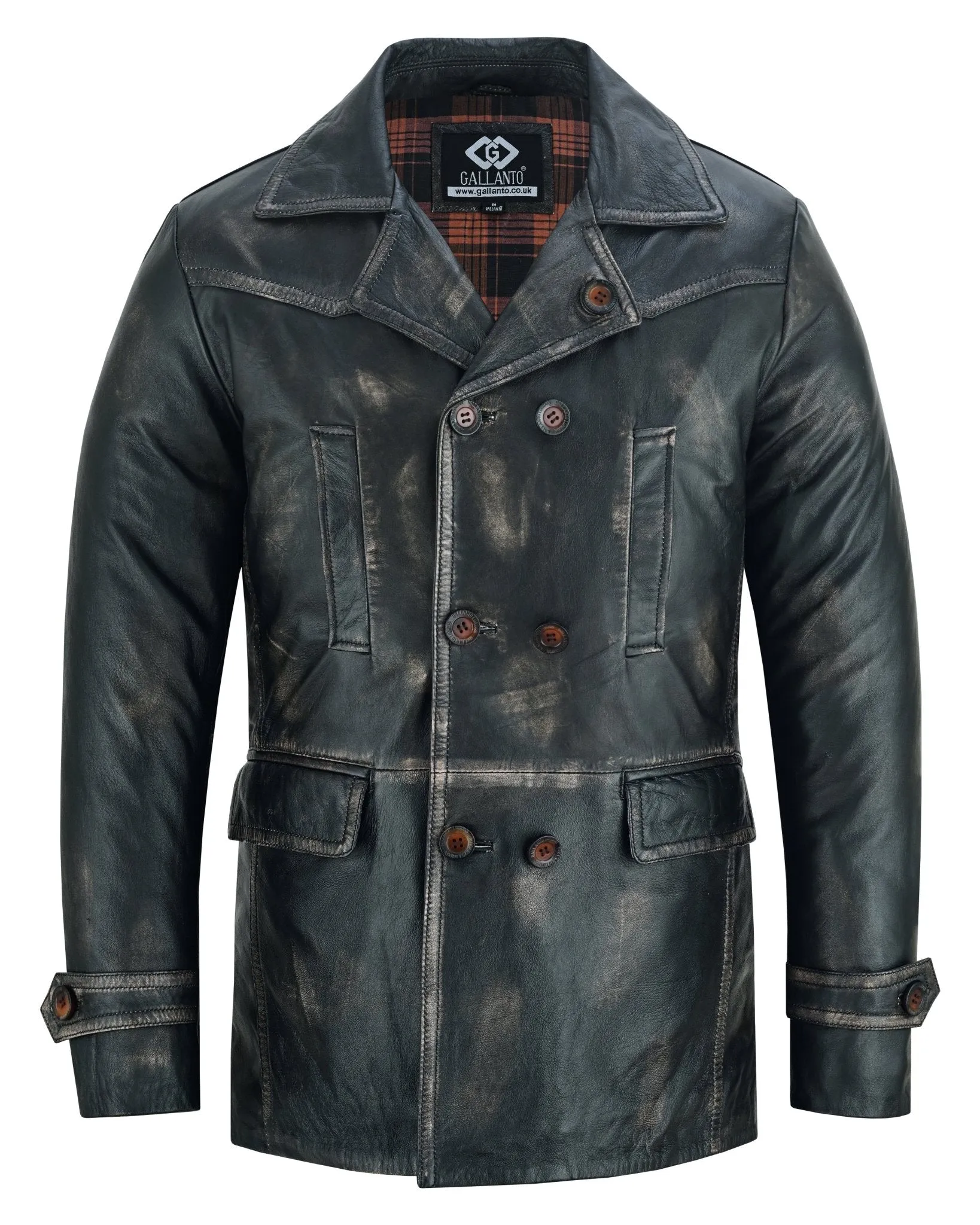 Vintage Brown Men's Leather Jacket - Double Breasted Dr. Who Kriegsmarine Style