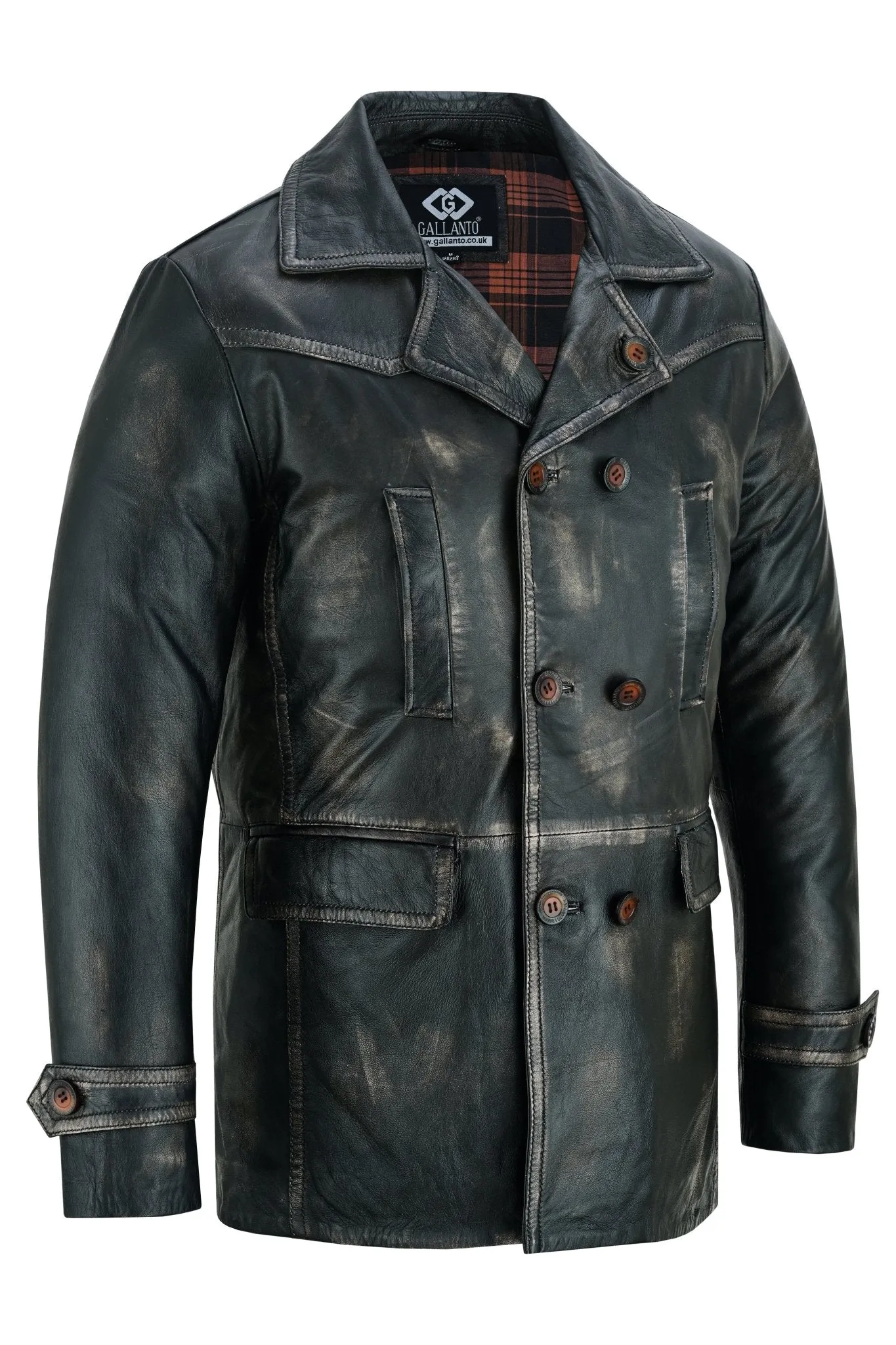 Vintage Brown Men's Leather Jacket - Double Breasted Dr. Who Kriegsmarine Style
