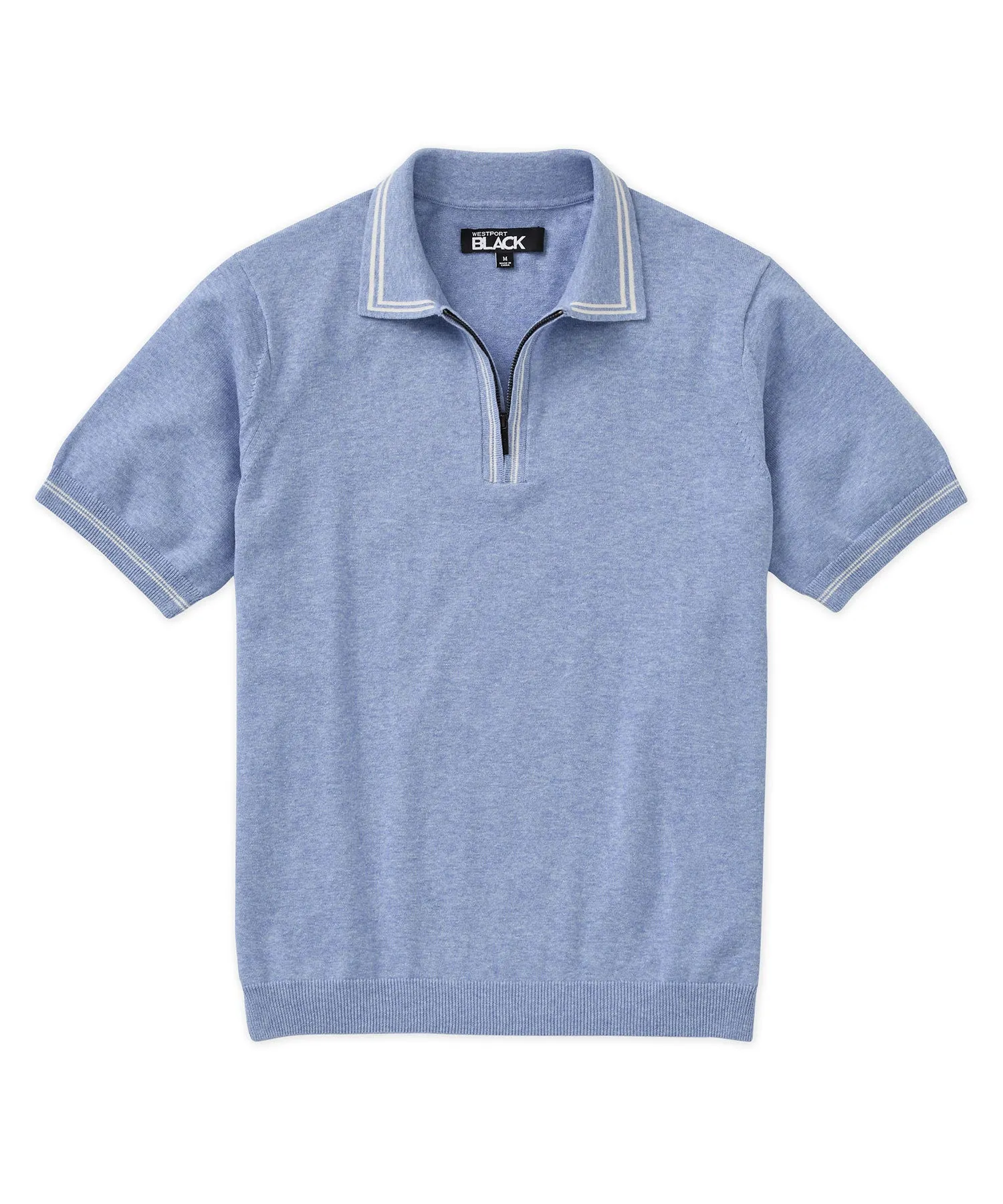 Westport Black Short Sleeve Retro II Zip Polo