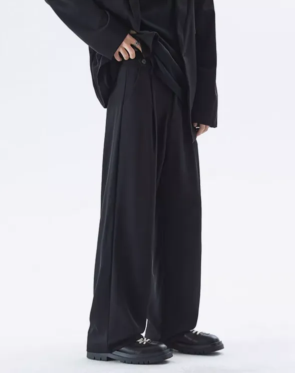 Wide Leg Tailored Lightweight Trousers with Belt Detail