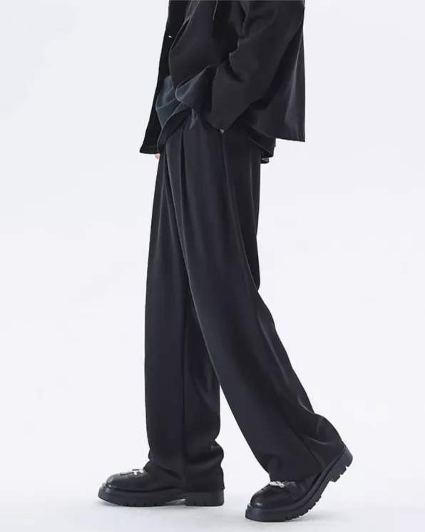 Wide Leg Tailored Lightweight Trousers with Belt Detail