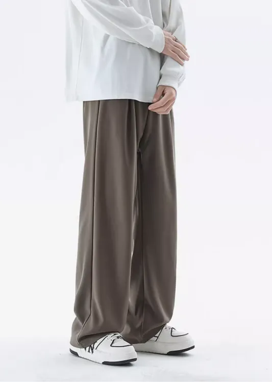 Wide Leg Tailored Lightweight Trousers with Belt Detail