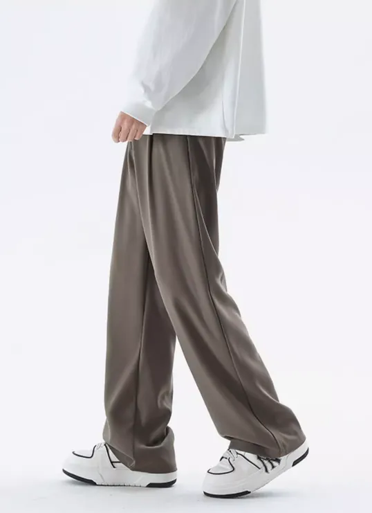 Wide Leg Tailored Lightweight Trousers with Belt Detail