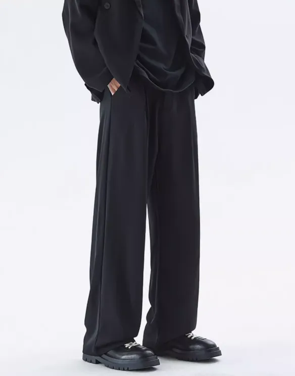 Wide Leg Tailored Lightweight Trousers with Belt Detail